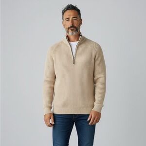 DKNY Men's Cream Zip-Up Sweater